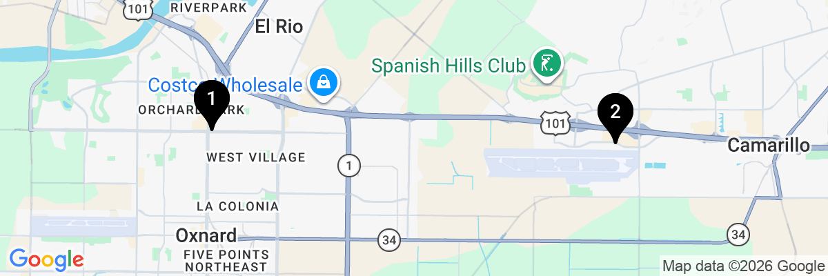 Map showing facility locations